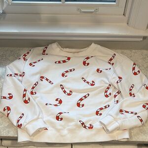 Candy Cane Patterned Crewneck Sweater